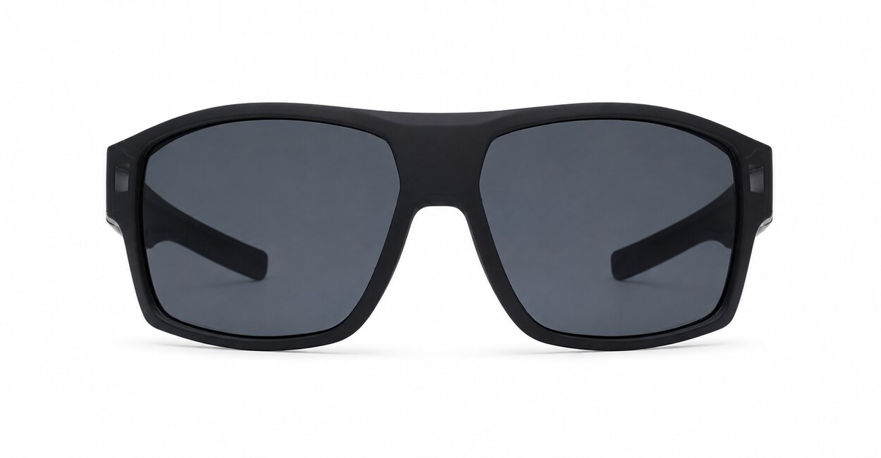 Men's polarised sunglasses with rectangular wrap frame and matte finish