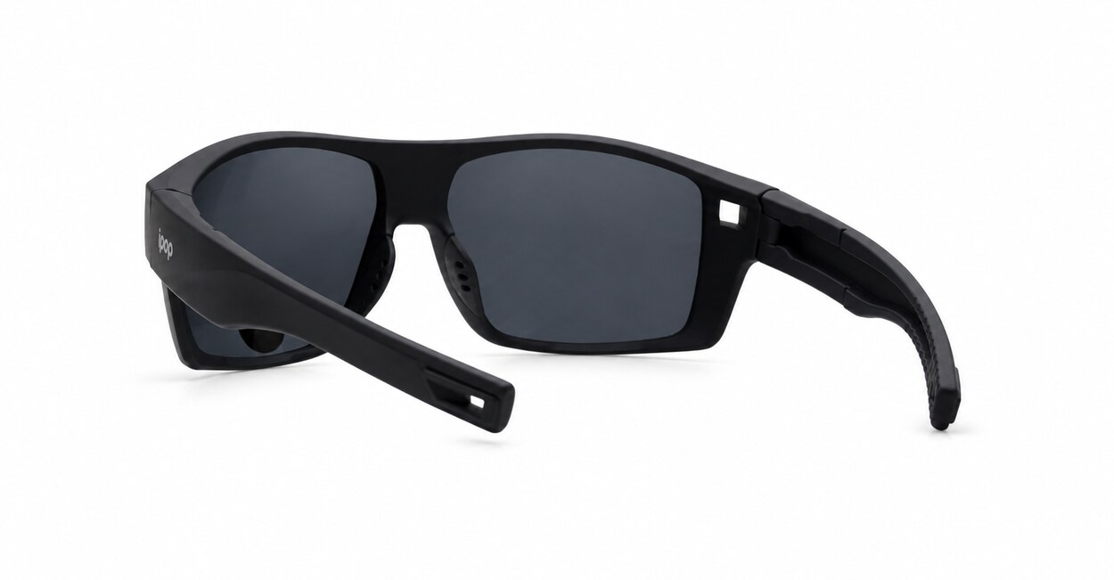 Men's polarised sunglasses with rectangular wrap frame and matte finish