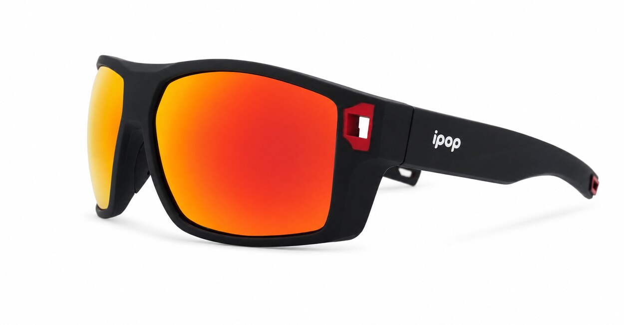 Men's polarised sunglasses with rectangular wrap frame and matte finish