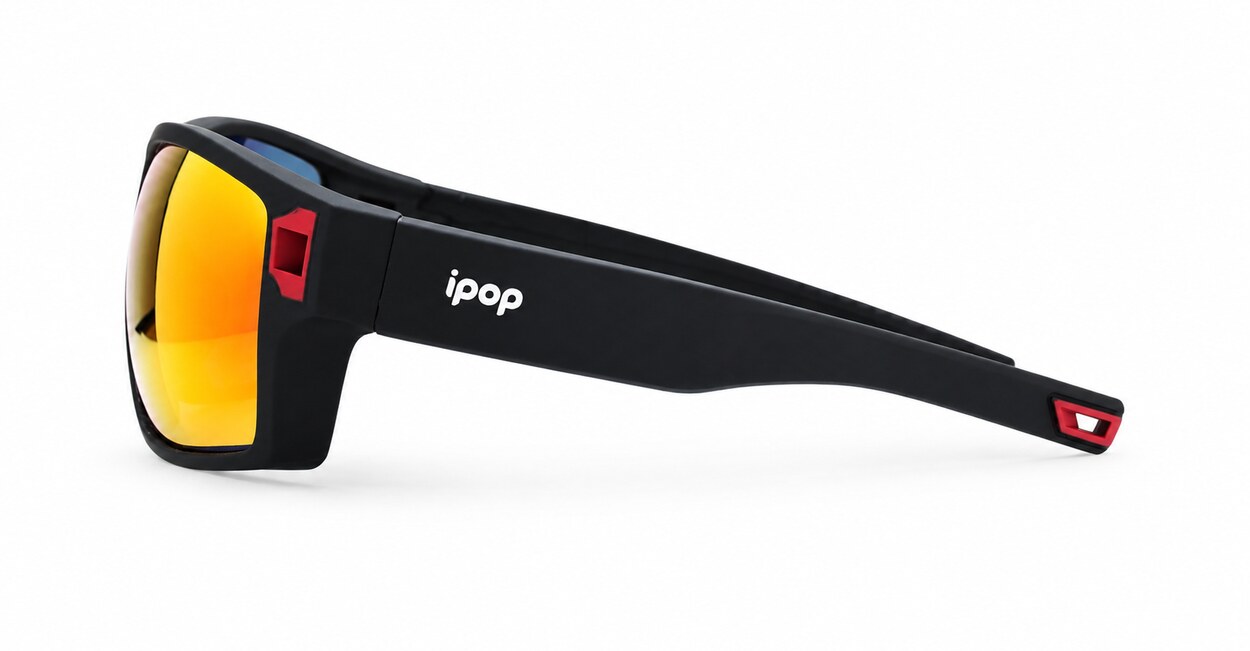 Men's polarised sunglasses with rectangular wrap frame and matte finish
