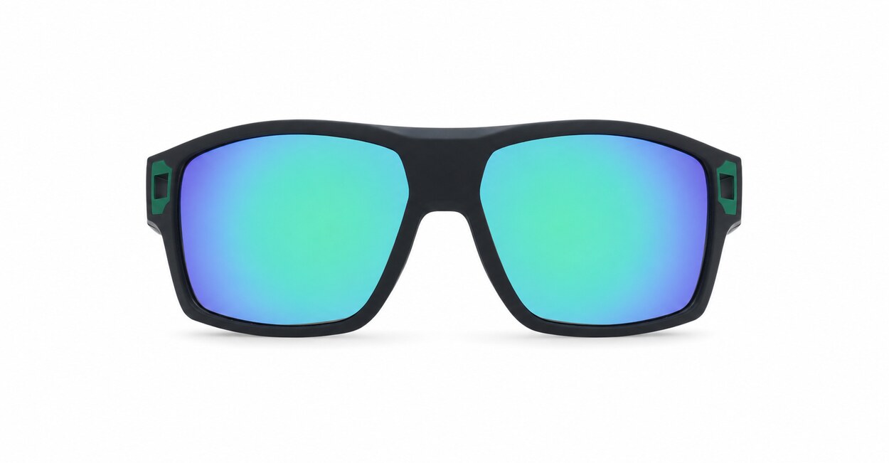 Men's polarised sunglasses with rectangular wrap frame and matte finish