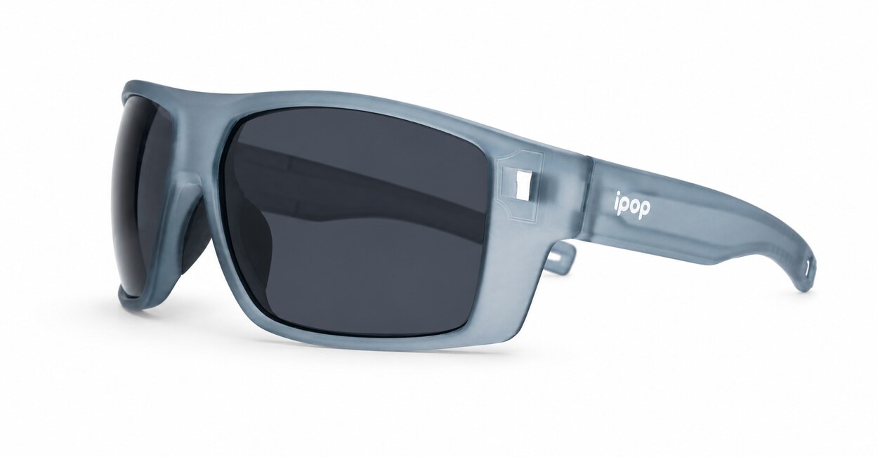 Men's polarised sunglasses with rectangular wrap frame and matte finish