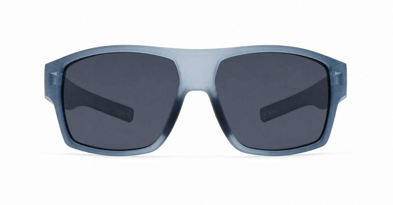 Men's polarised sunglasses with rectangular wrap frame and matte finish