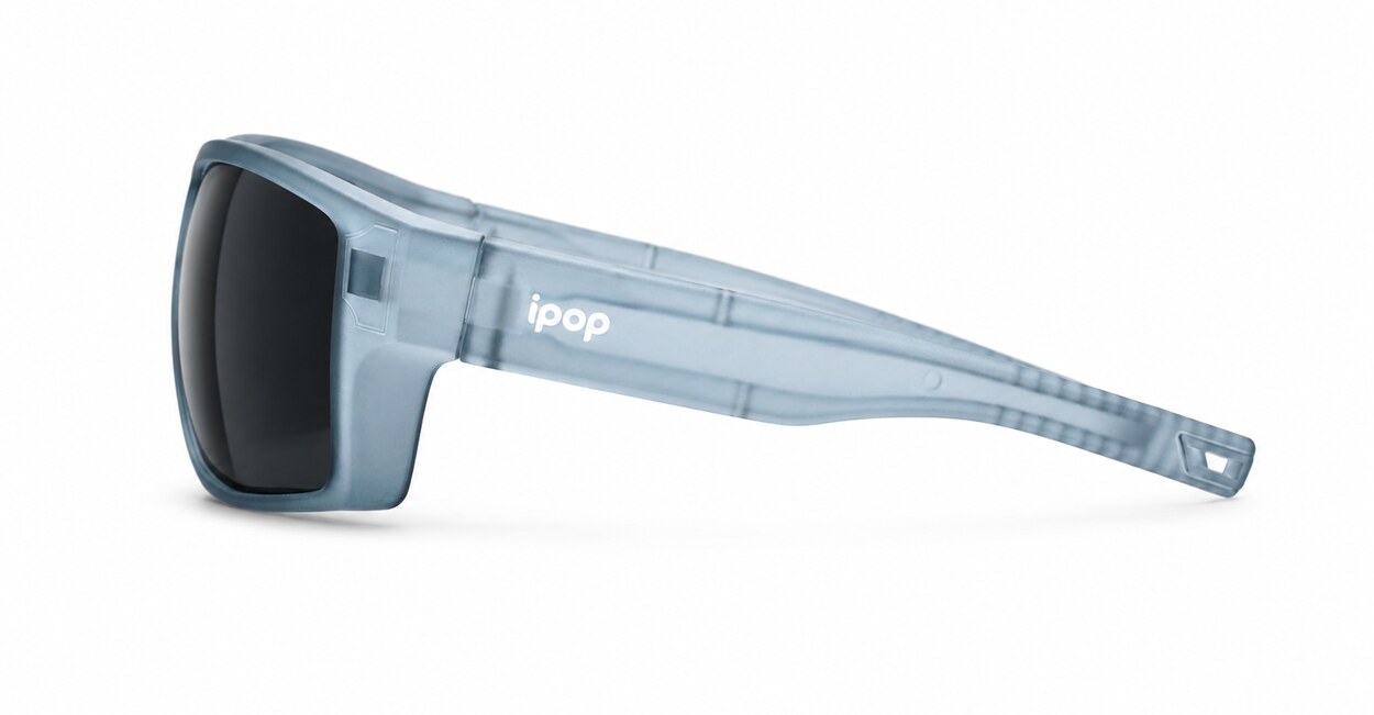 Men's polarised sunglasses with rectangular wrap frame and matte finish