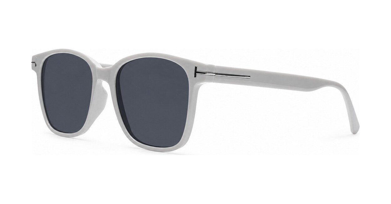 Women's polarised sunglasses with rounded square frame and silver temple inlays
