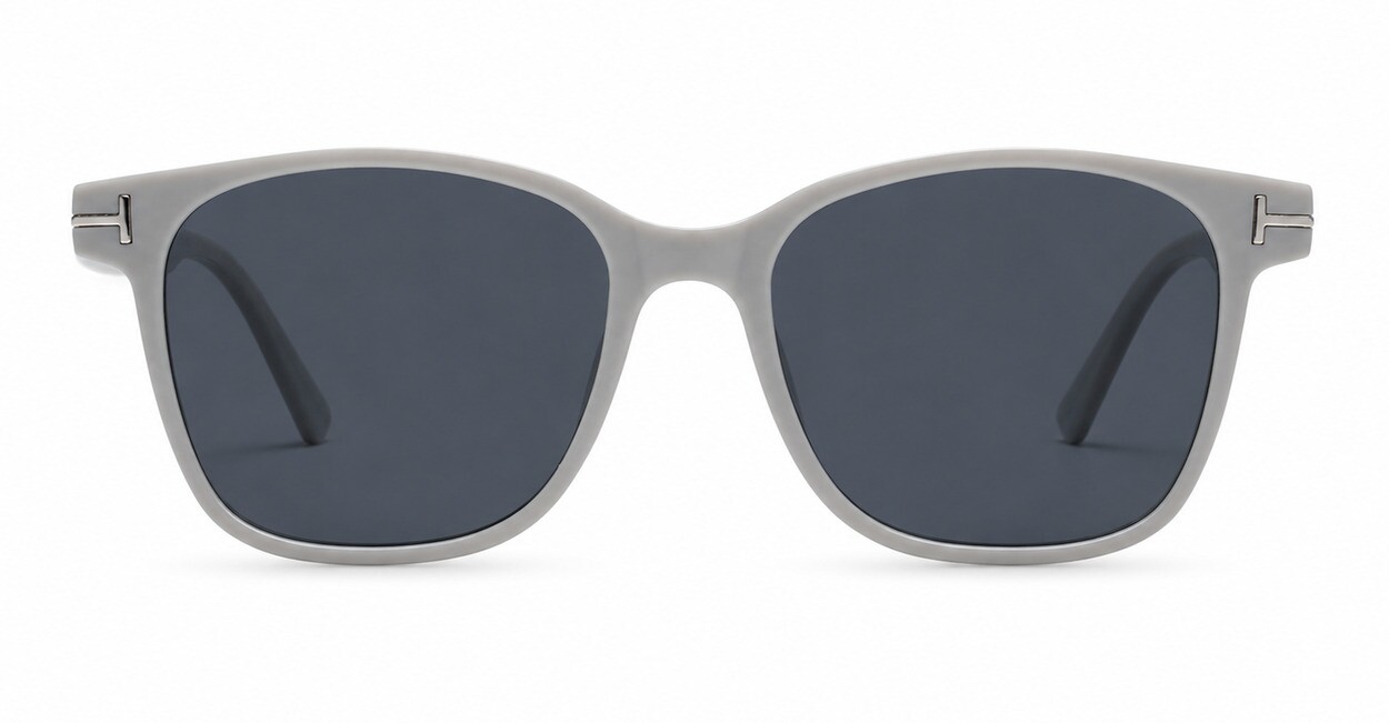 Women's polarised sunglasses with rounded square frame and silver temple inlays