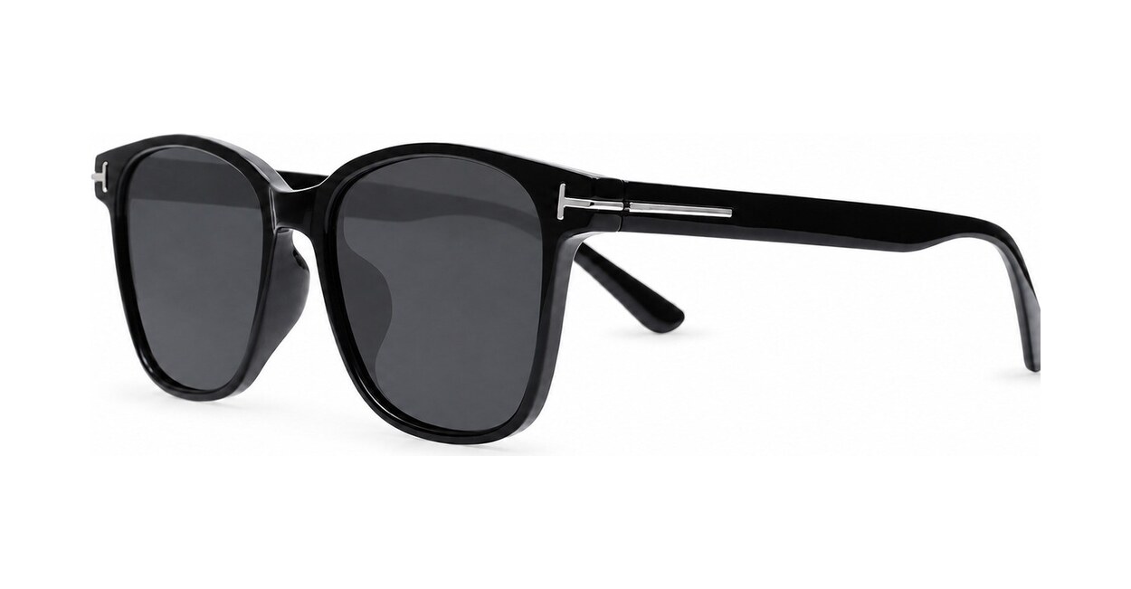 Women's polarised sunglasses with rounded square frame and silver temple inlays