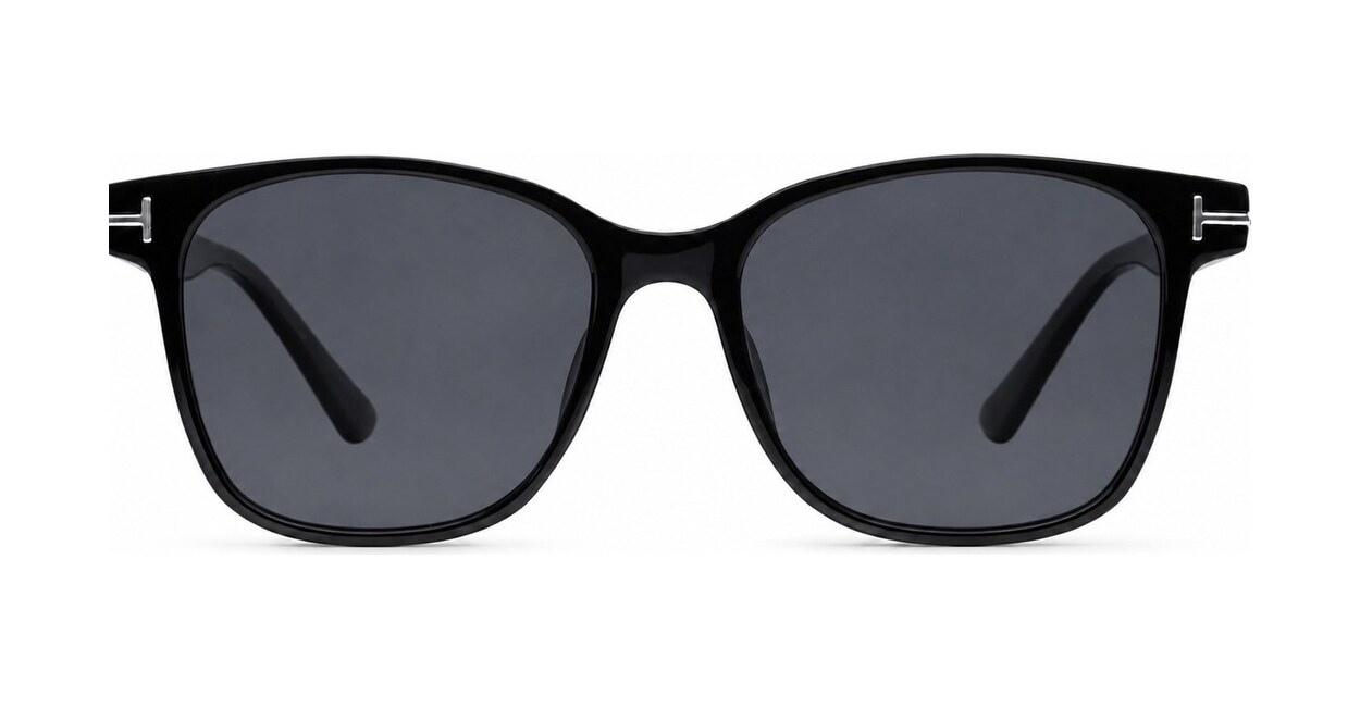 Women's polarised sunglasses with rounded square frame and silver temple inlays