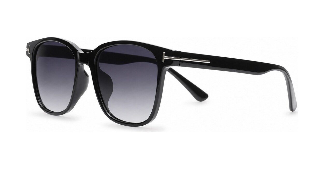 Women's polarised sunglasses with rounded square frame and silver temple inlays