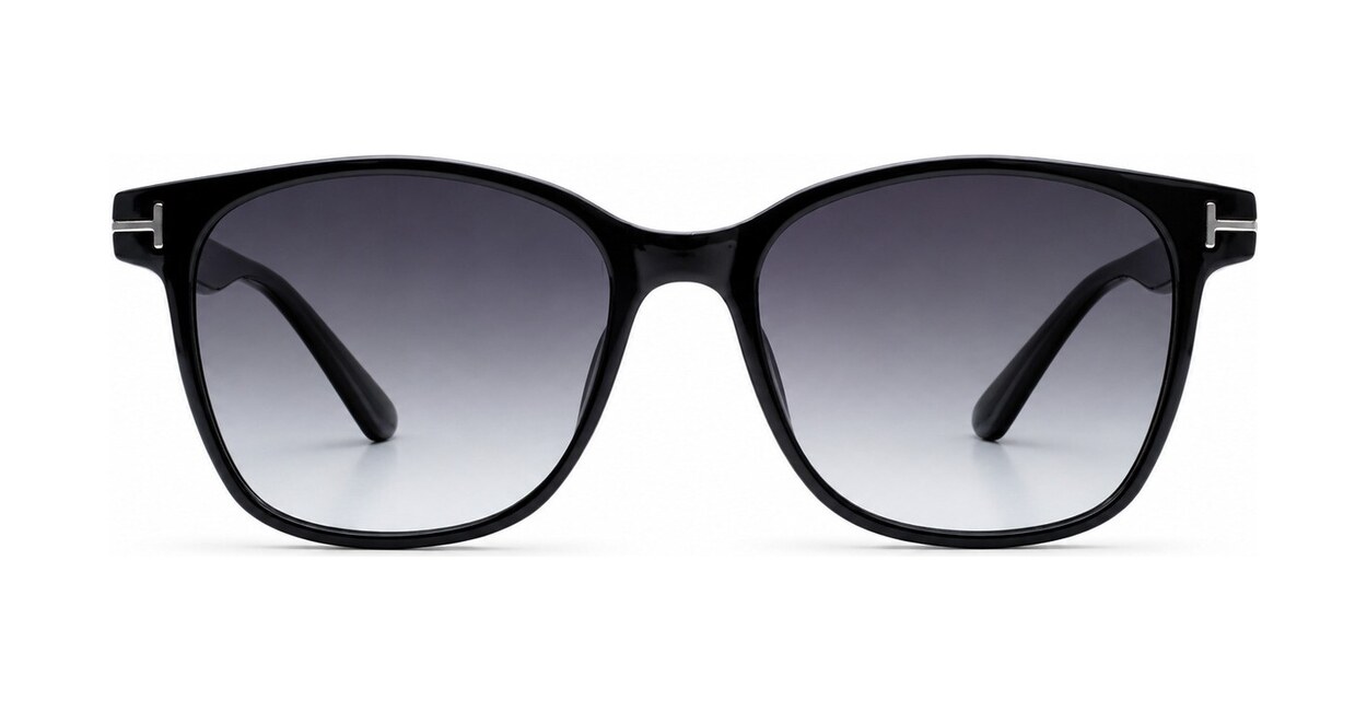 Women's polarised sunglasses with rounded square frame and silver temple inlays