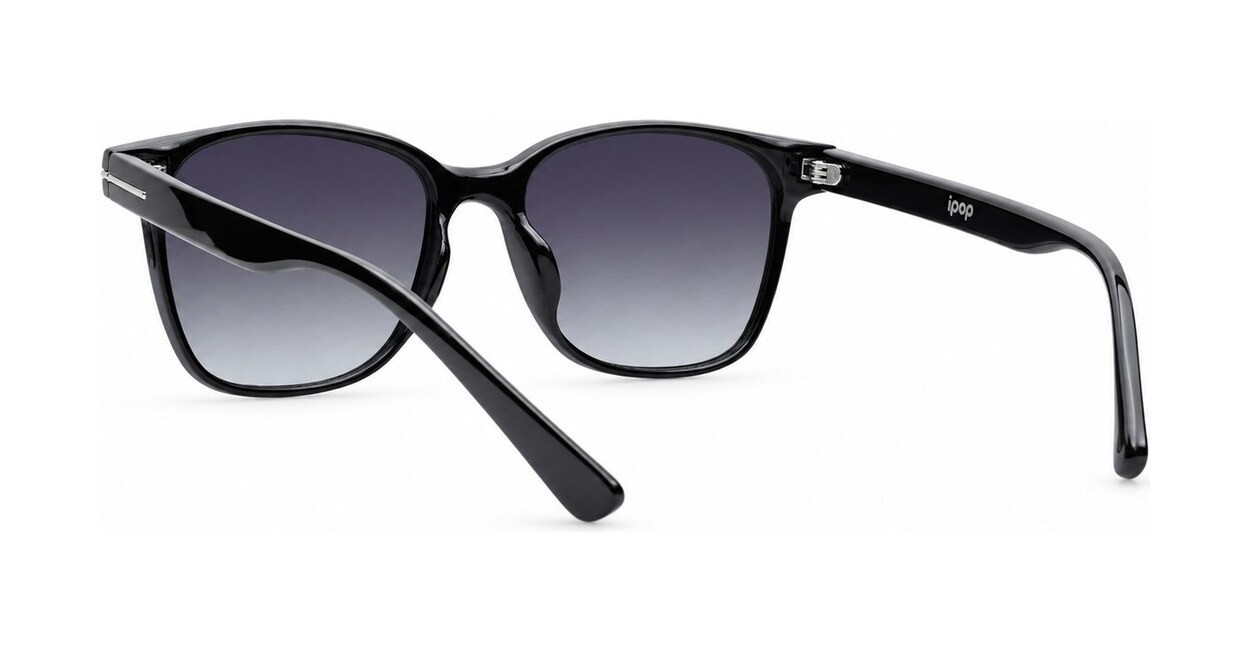 Women's polarised sunglasses with rounded square frame and silver temple inlays