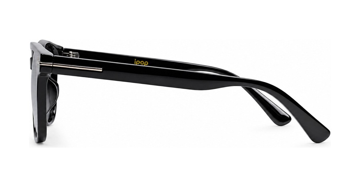 Women's polarised sunglasses with rounded square frame and silver temple inlays
