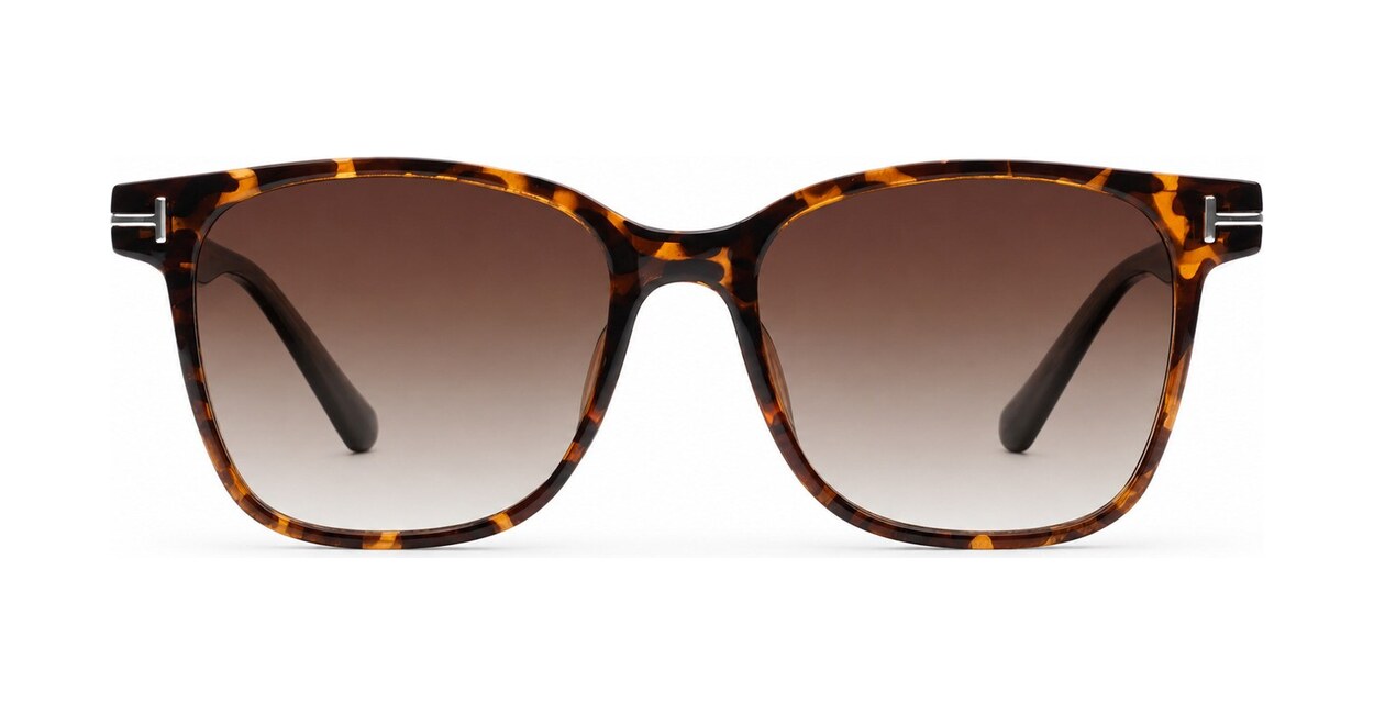 Women's polarised sunglasses with rounded square frame and silver temple inlays
