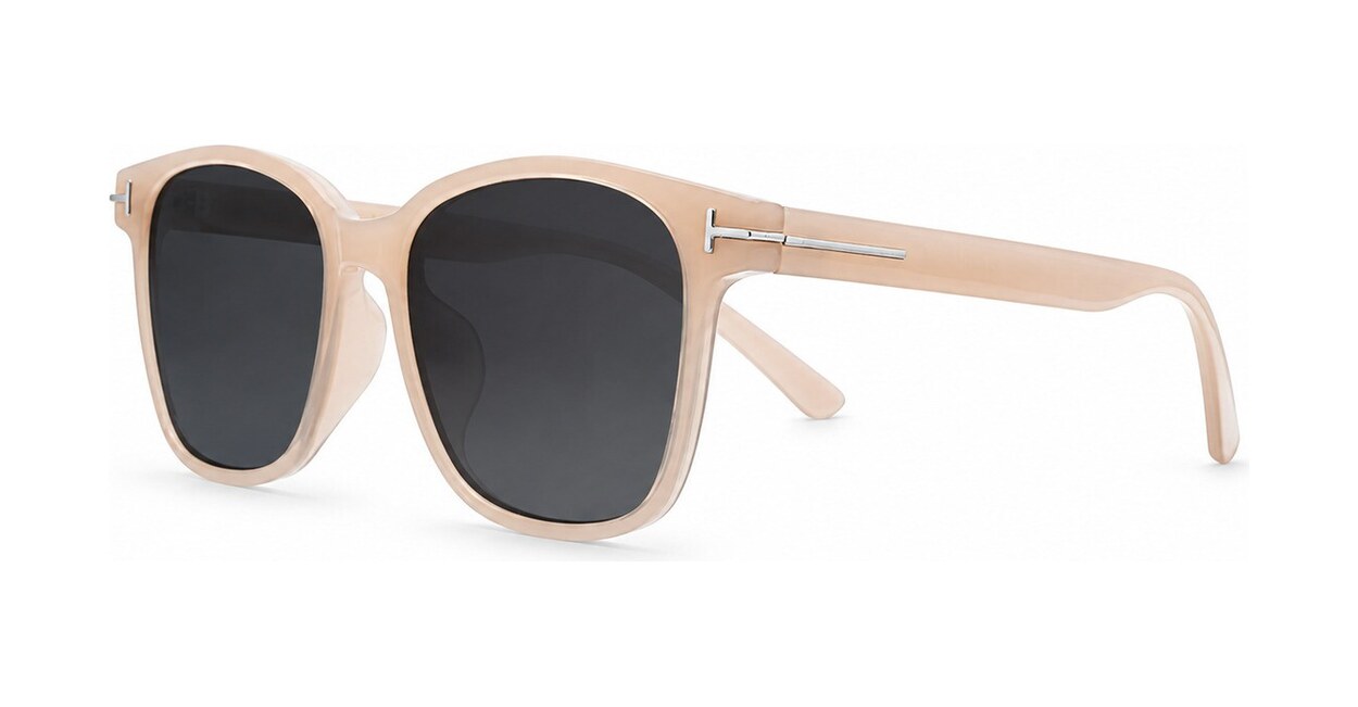 Women's polarised sunglasses with rounded square frame and silver temple inlays