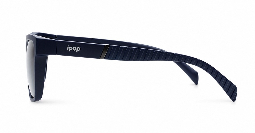 Men's polarised sunglasses with wrap-style frame and ribbed temple detail