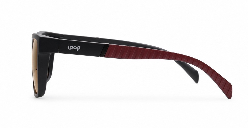 Men's polarised sunglasses with wrap-style frame and ribbed temple detail