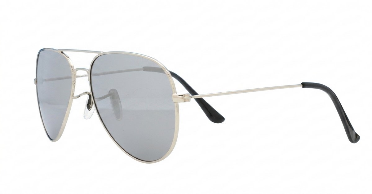Polarised aviator sunglasses with silver mirror lenses and silver metal frames
