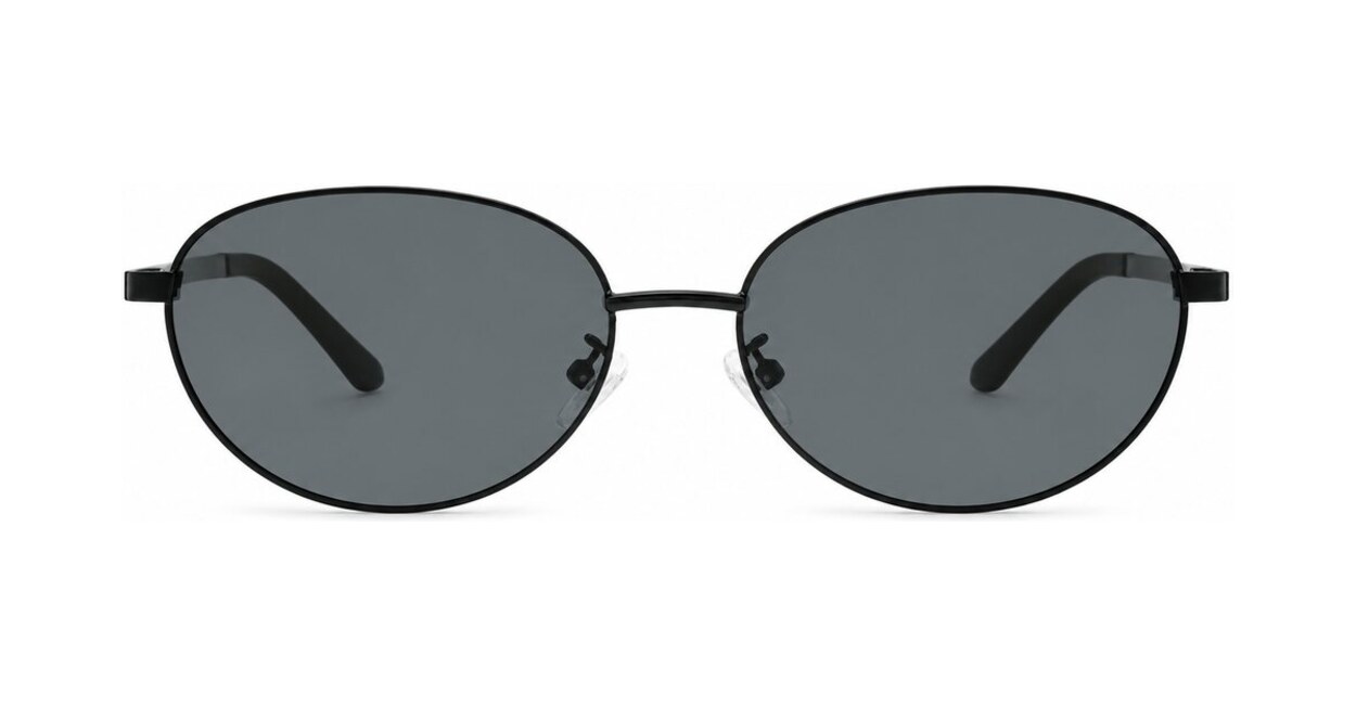 Vintage oval metal frame polarised sunglasses with slim rims