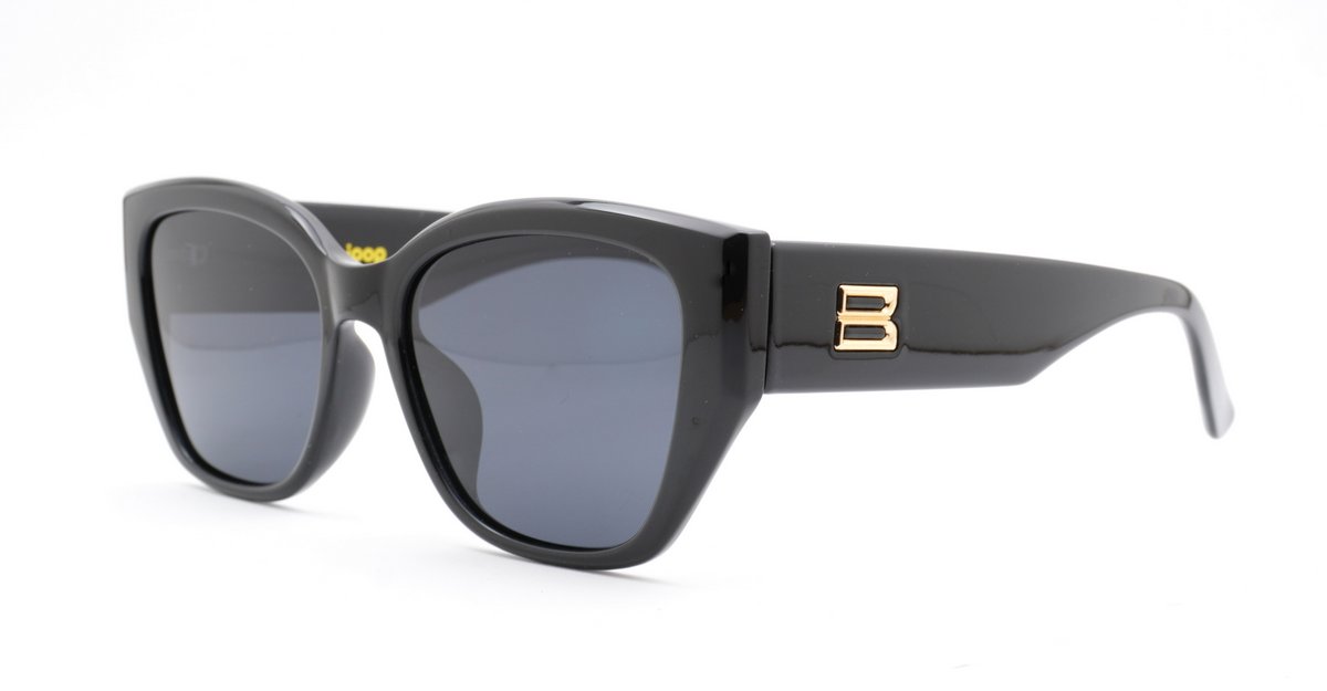 Women's polarised soft upsweep cateye sunglasses with gold temple emblem