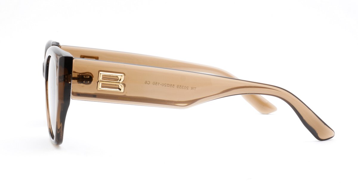 Women's polarised soft upsweep cateye sunglasses with gold temple emblem