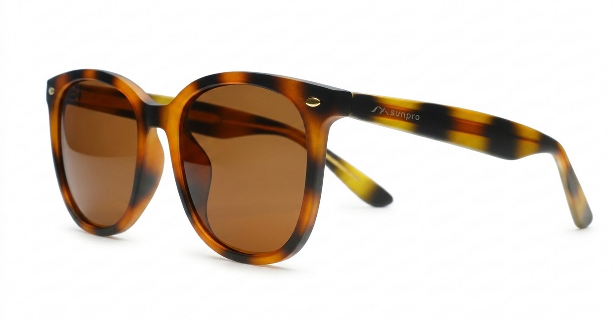 Kiri Tortoise large round polarised sunglasses tortoise frames dark brown lenses
