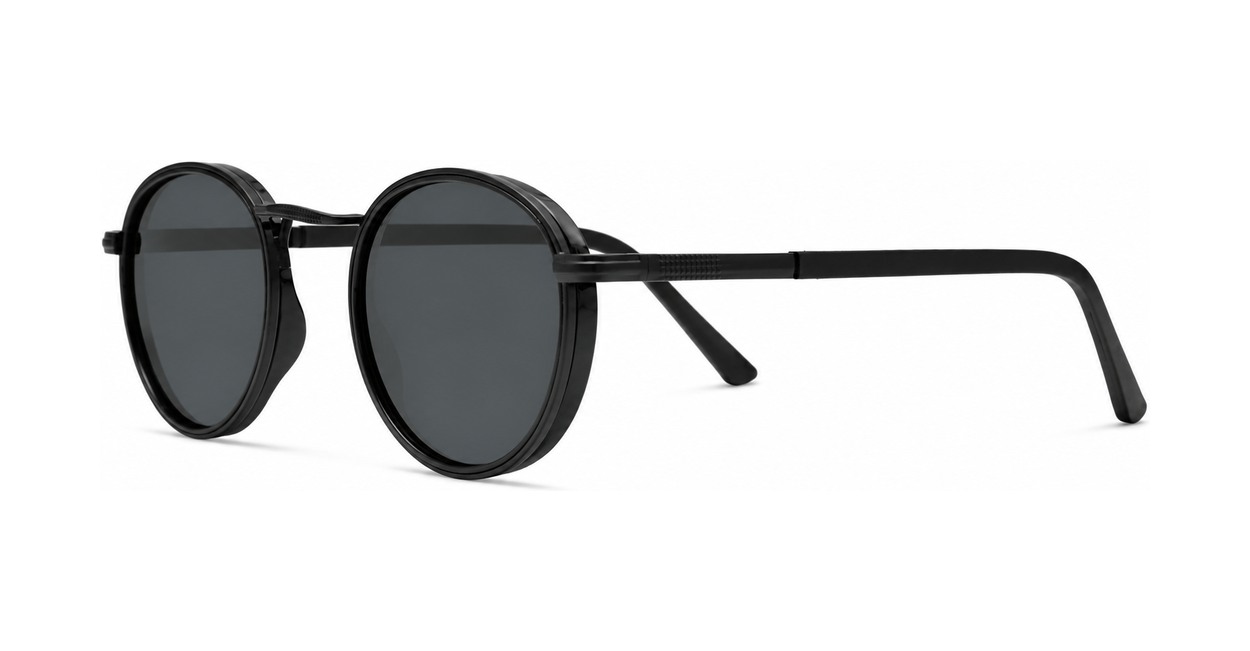 Vintage round panto style polarised sunglasses with textured bridge detail