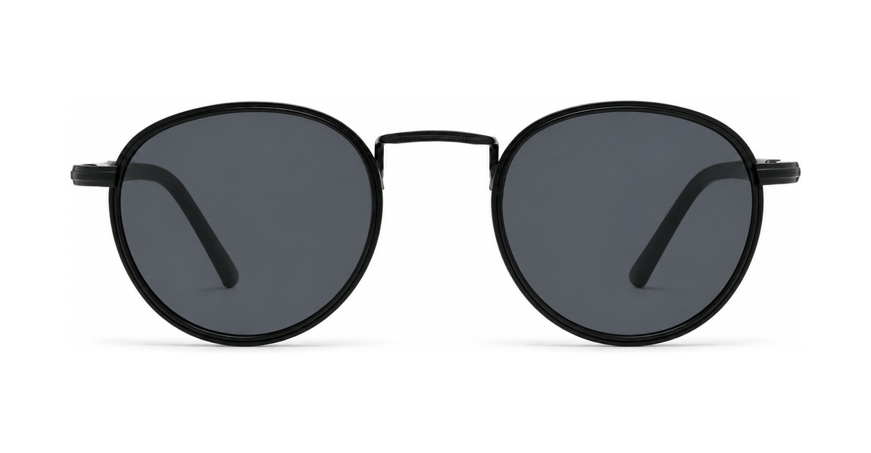 Vintage round panto style polarised sunglasses with textured bridge detail