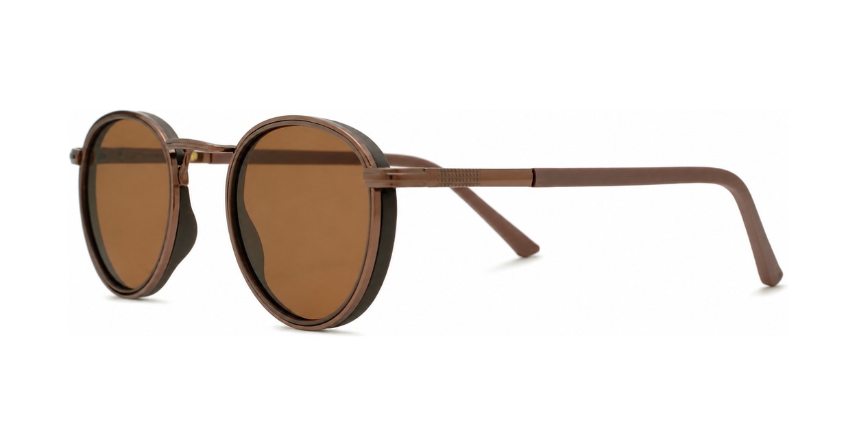 Vintage round panto style polarised sunglasses with textured bridge detail