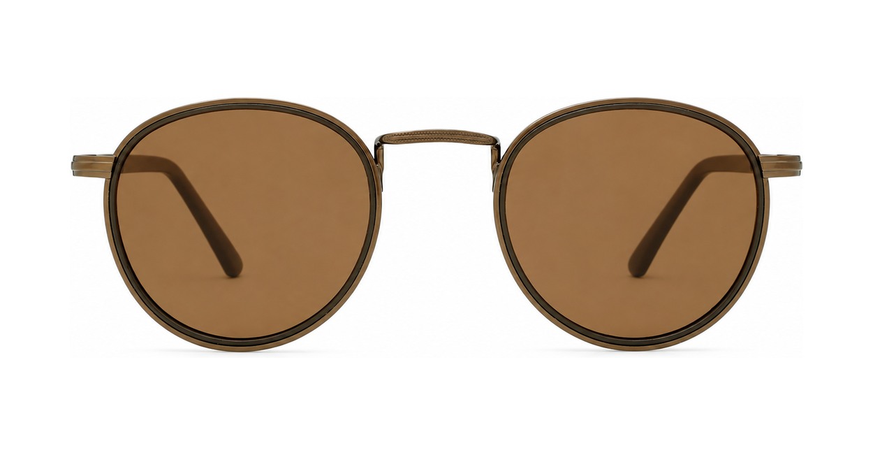 Vintage round panto style polarised sunglasses with textured bridge detail