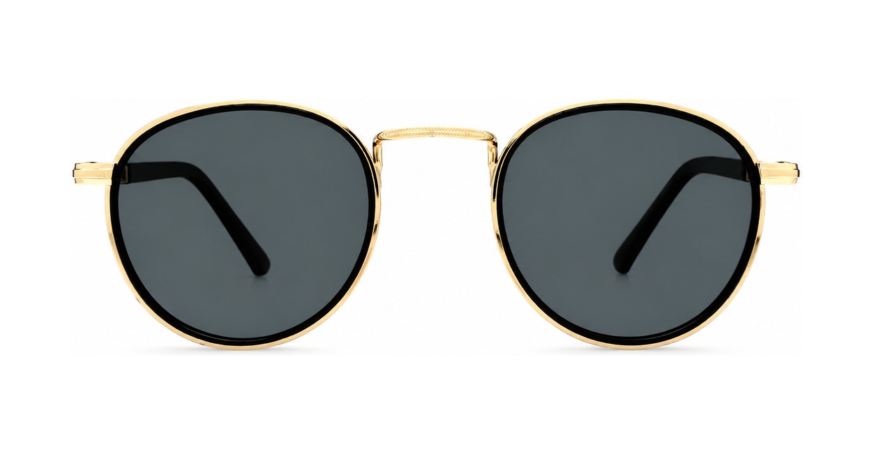 Vintage round panto style polarised sunglasses with textured bridge detail