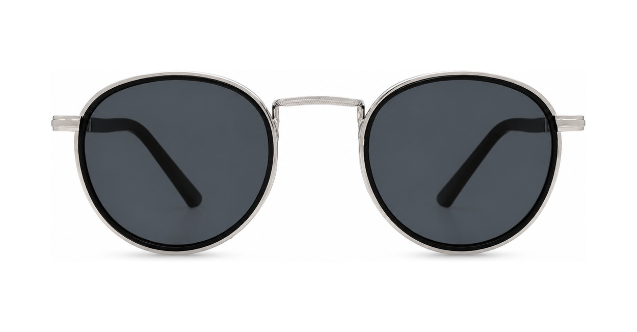 Vintage round panto style polarised sunglasses with textured bridge detail