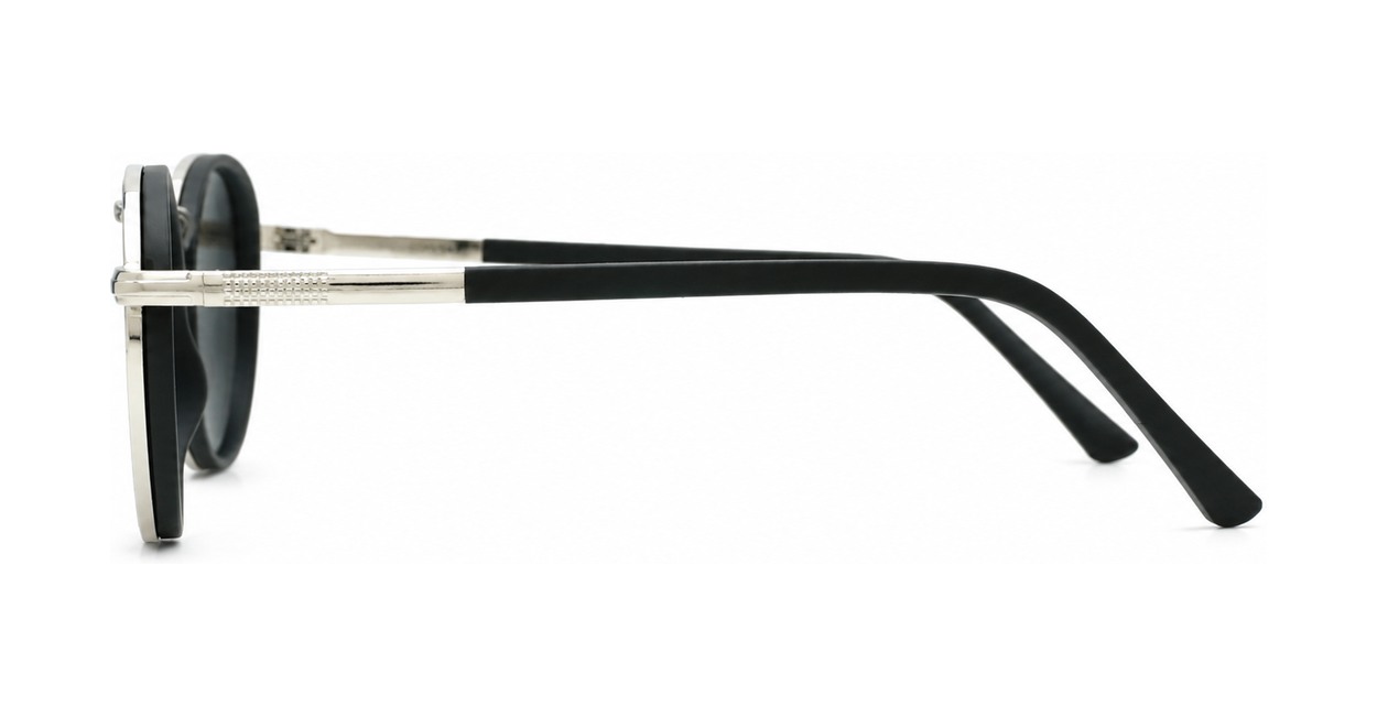 Vintage round panto style polarised sunglasses with textured bridge detail