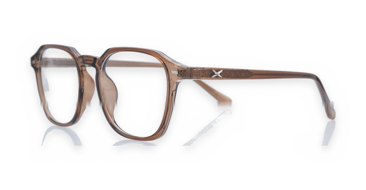 gradient translucent TR90 blue light glasses BL28057 with silver temple accents