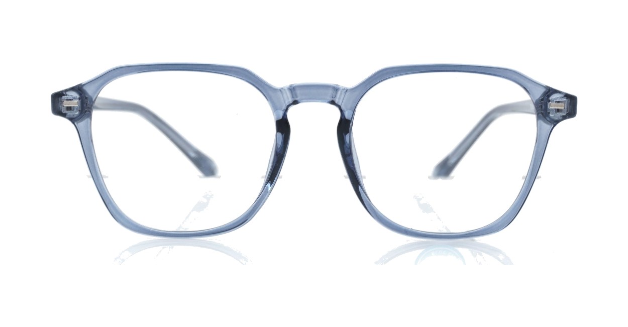 gradient translucent TR90 blue light glasses BL28057 with silver temple accents