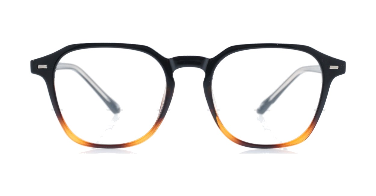 gradient translucent TR90 blue light glasses BL28057 with silver temple accents