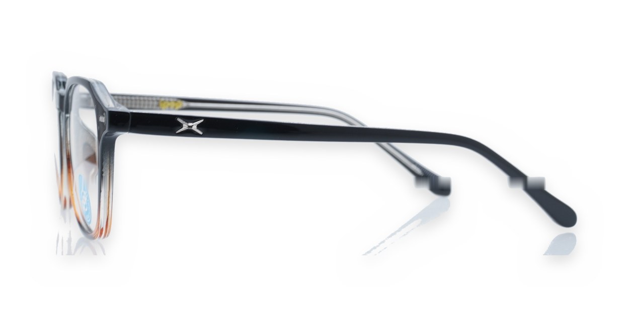 gradient translucent TR90 blue light glasses BL28057 with silver temple accents