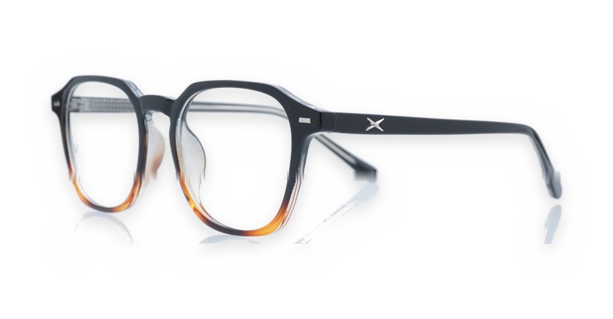 gradient translucent TR90 blue light glasses BL28057 with silver temple accents