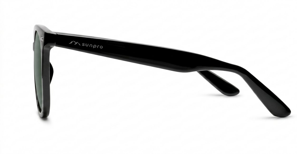 Kiri large round black polarised sunglasses G15 lenses oversized frame