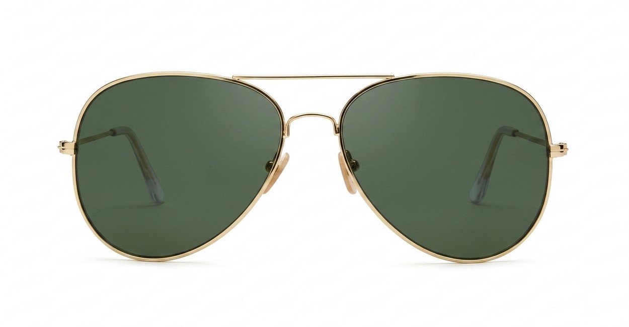 Classic gold metal aviator UV400 sunglasses with super dark G15 glass lenses