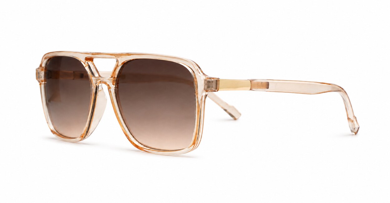 Classic squared aviator sunglasses with gold-tipped temples
