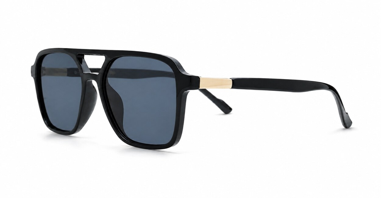 Classic squared aviator sunglasses with gold-tipped temples