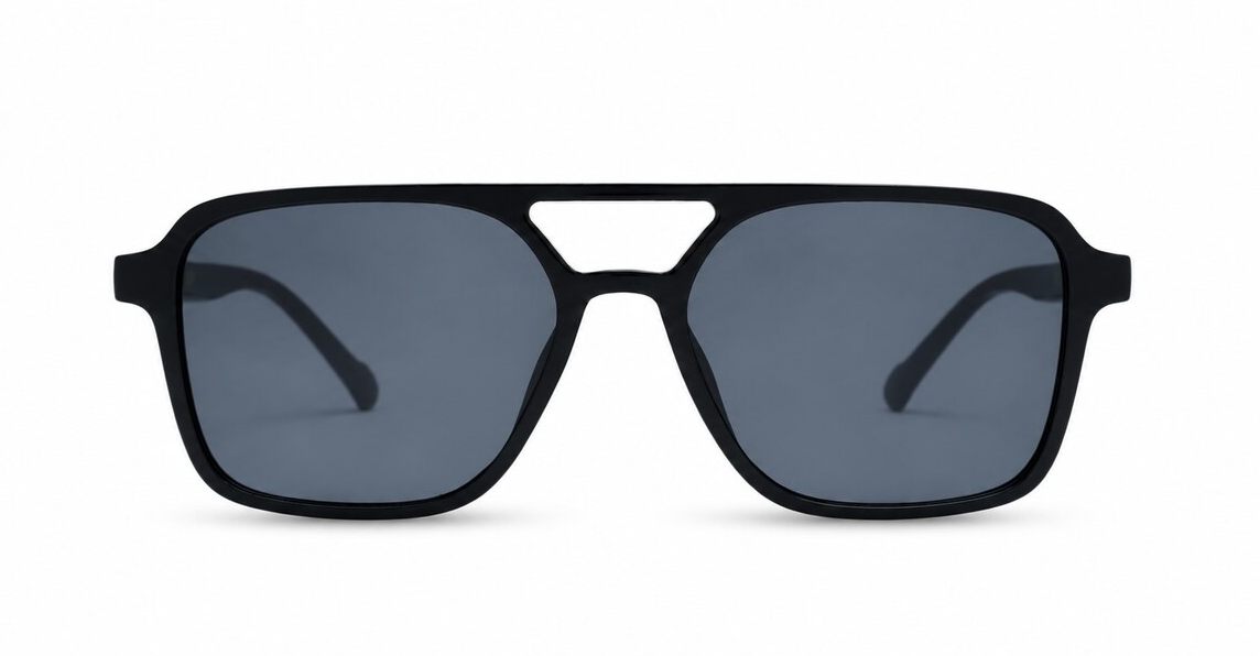 Classic squared aviator sunglasses with gold-tipped temples