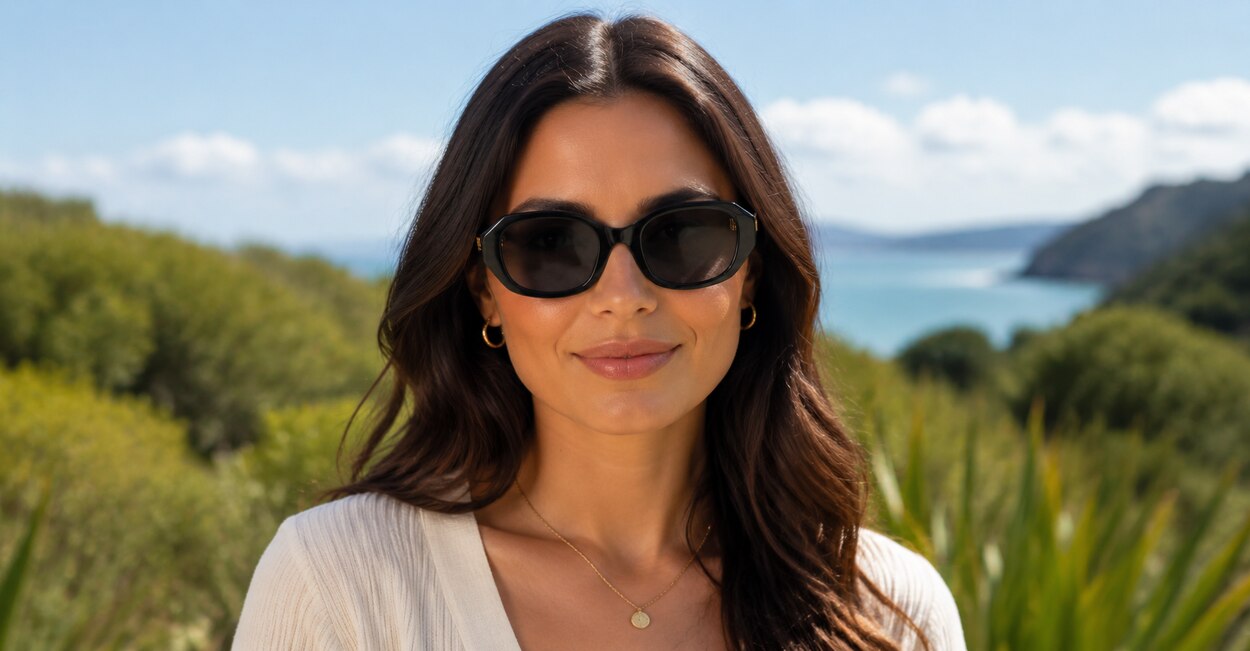 Riviera vintage oval sunglasses with gold chain temples