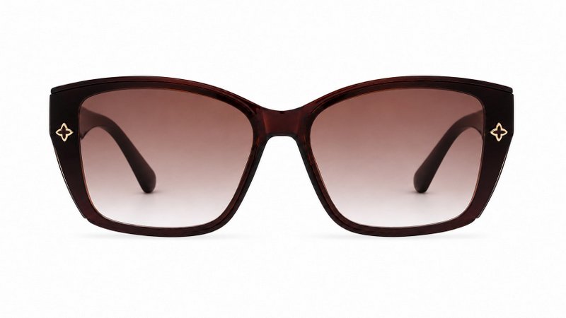 Women's rectangular sunglasses with gold frame detailing