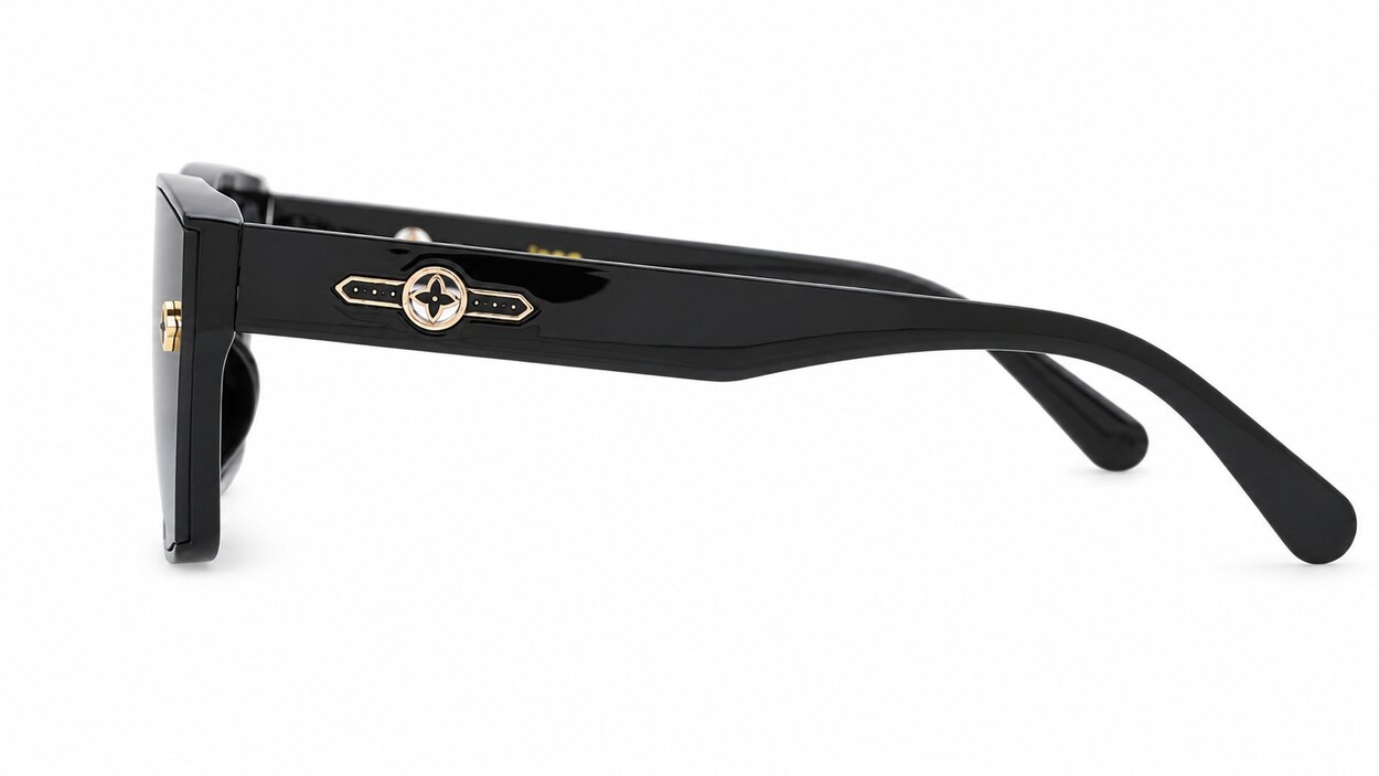 Women's rectangular sunglasses with gold frame detailing