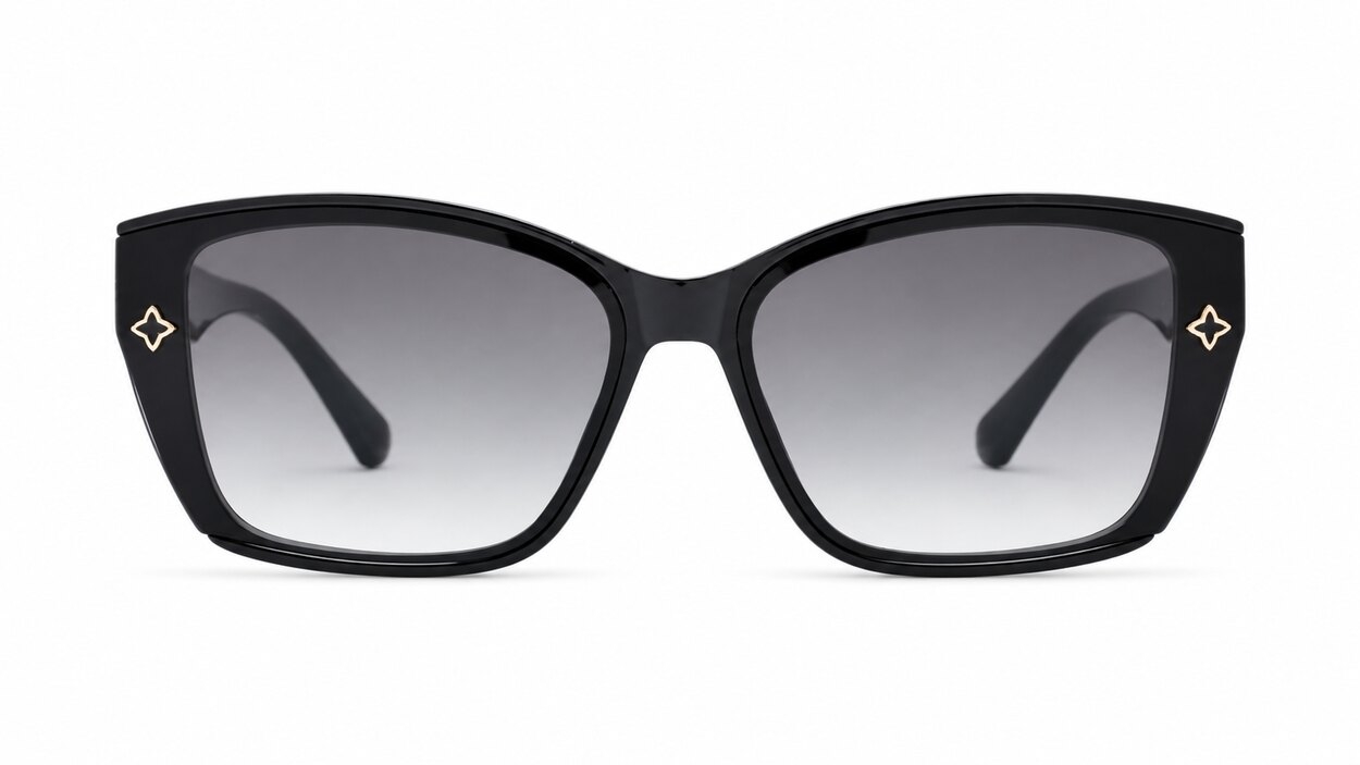 Women's rectangular sunglasses with gold frame detailing