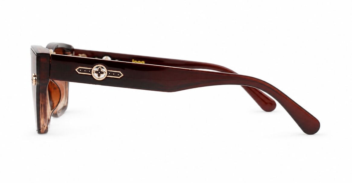 Women's rectangular sunglasses with gold frame detailing