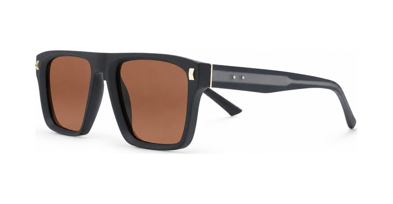 Men's UV400 squared sunglasses in matte finish with inner core wire temples