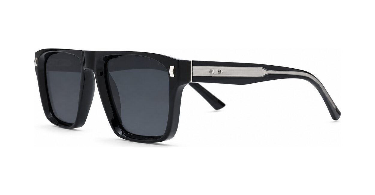 Men's UV400 squared sunglasses in matte finish with inner core wire temples