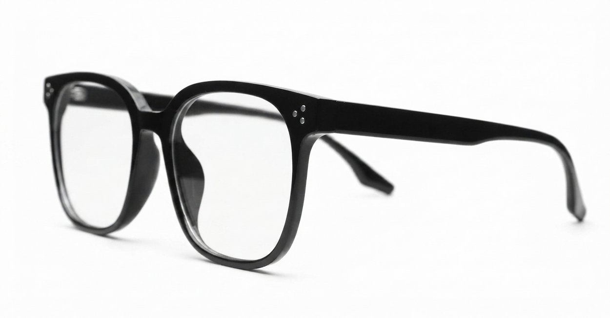 Shiny black TR90 blue blocker glasses with matching frame and temples